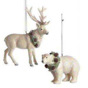 Kurt S. Adler Santas World Holiday Reindeer & Polar Bear Ornaments Set caribou